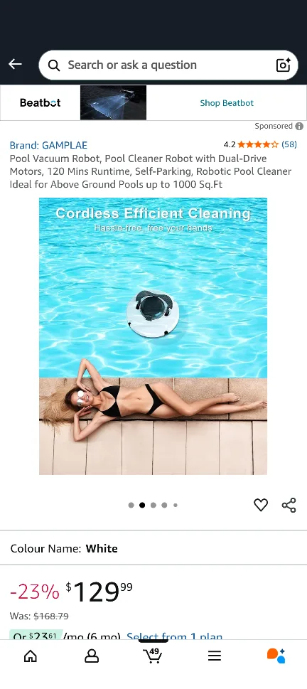 GAMPLAE Pool Cleaner Robot - White image indicator(2)