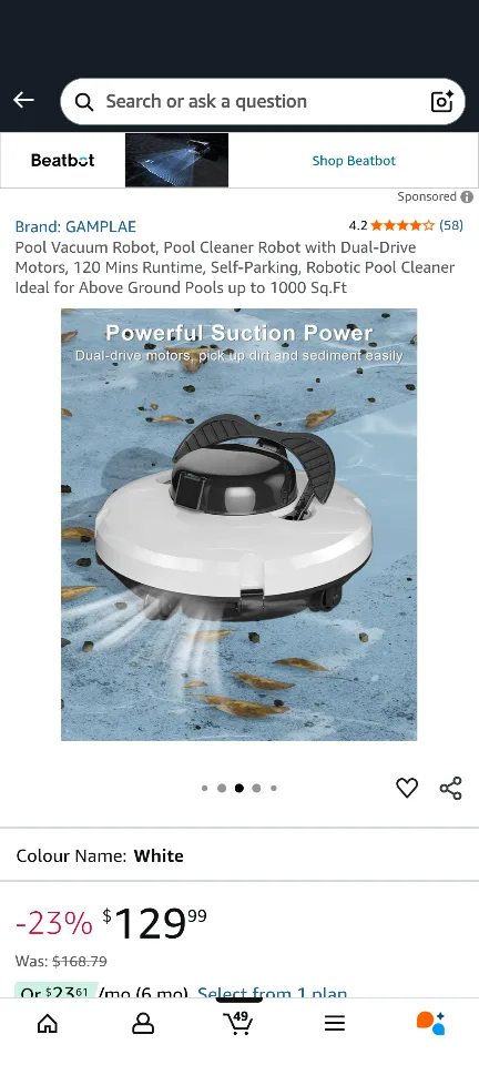 GAMPLAE Pool Cleaner Robot - White image indicator(3)