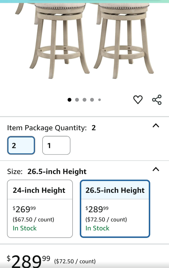 Swivel Bar Stool 26.5-inch Height (set) - photo 2