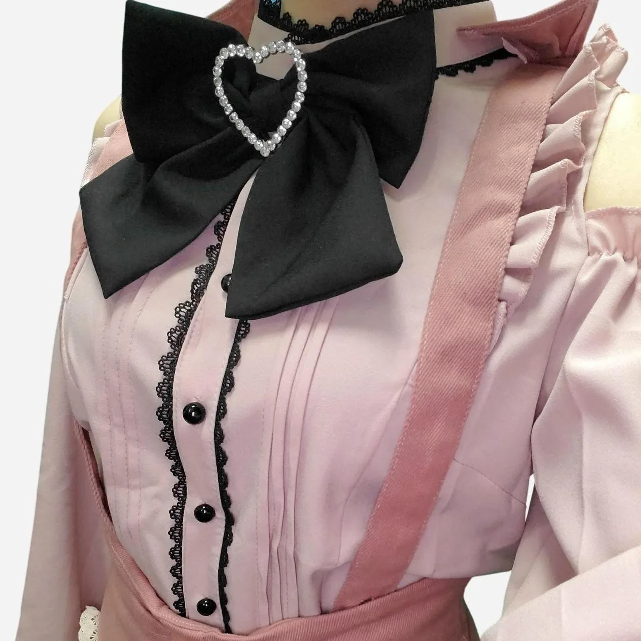 Cute pink open shoulder ruffle bow blouse/top image indicator(2)