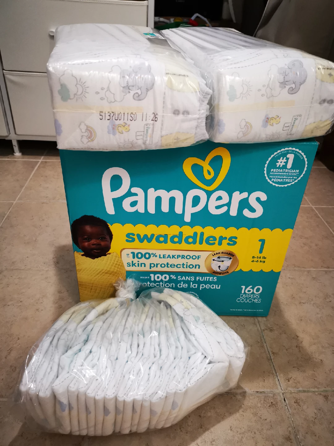 Pampers Swaddlers Size 1 - 100 Diapers