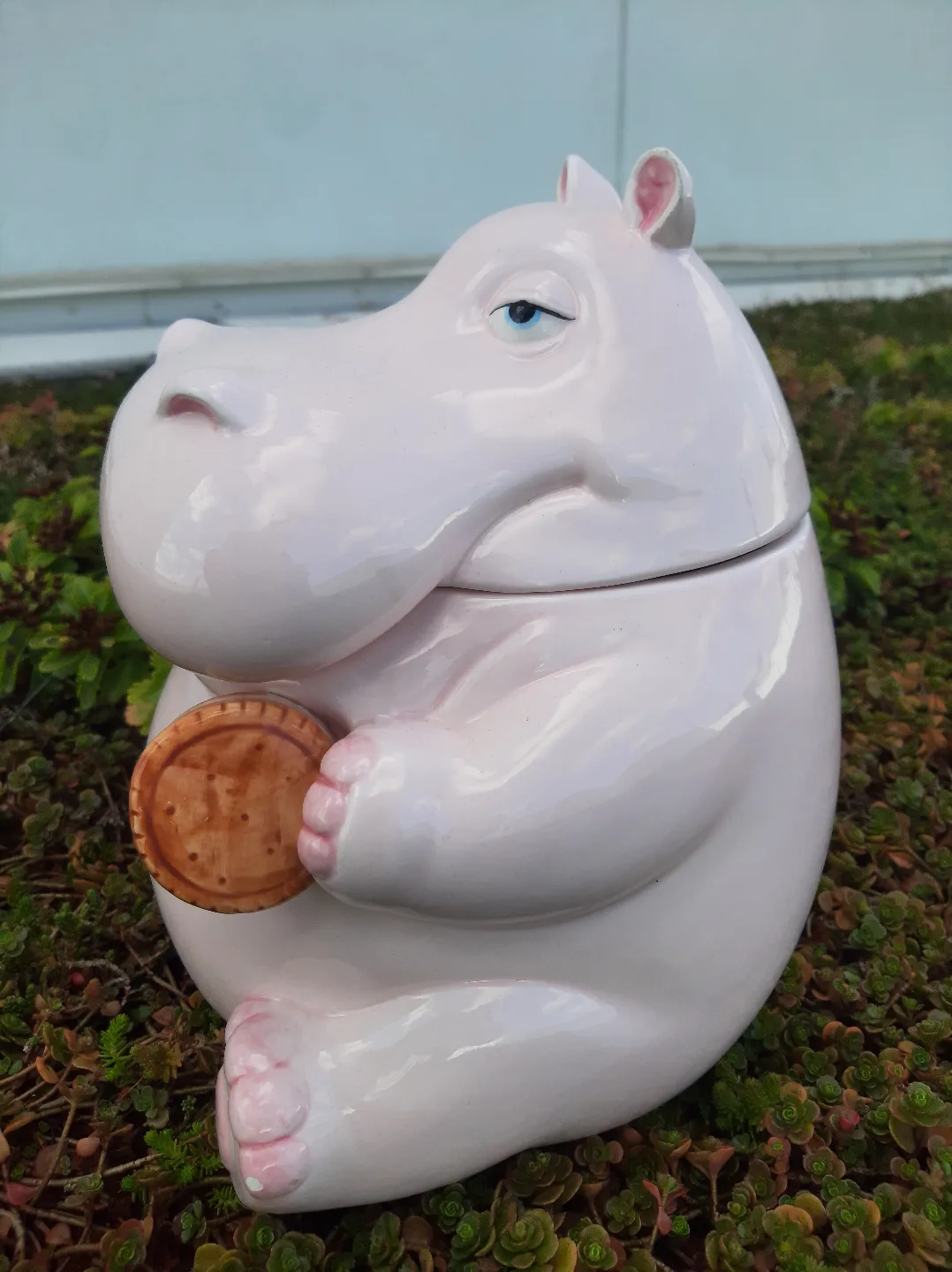 RARE Hand Painted Fitz And Floyd Pink Hippo Cookie Jar image indicator(2)