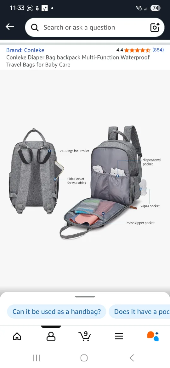 Conleke Diaper Bag Backpack - Multi-Function, Waterproof image indicator(4)