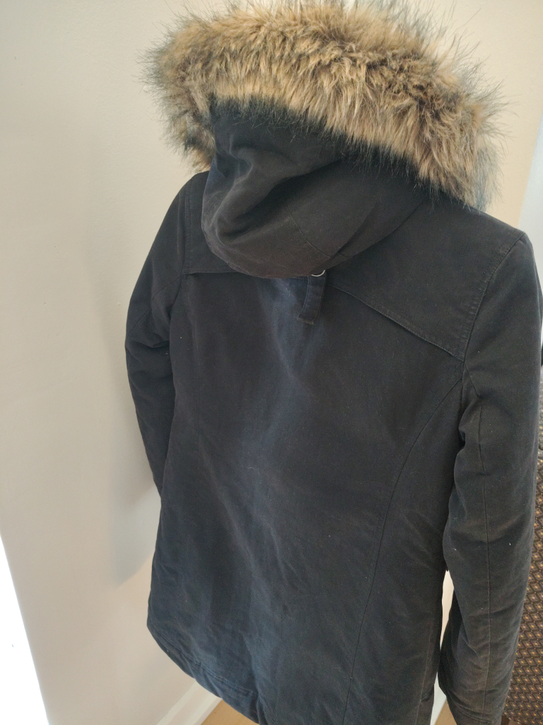 TNA Black Winter Jacket with Faux Fur Hood - Size S - photo 2