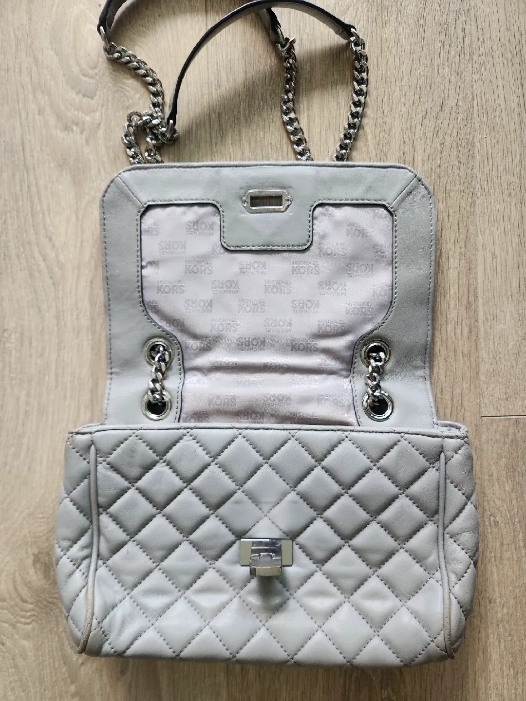 Michael Kors Grey Quilted Shoulder or Crossbody Bag image indicator(4)