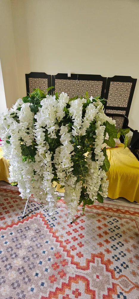 Artificial White Wisteria Hanging Flower Vine thumbnail