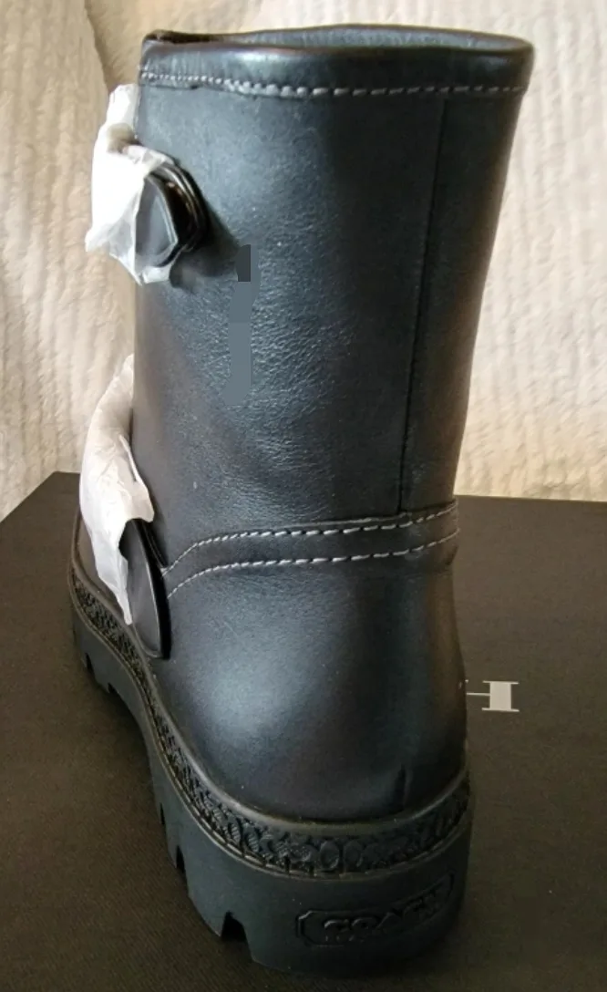 New Coach Black Leather Boots sz 9 image indicator(4)
