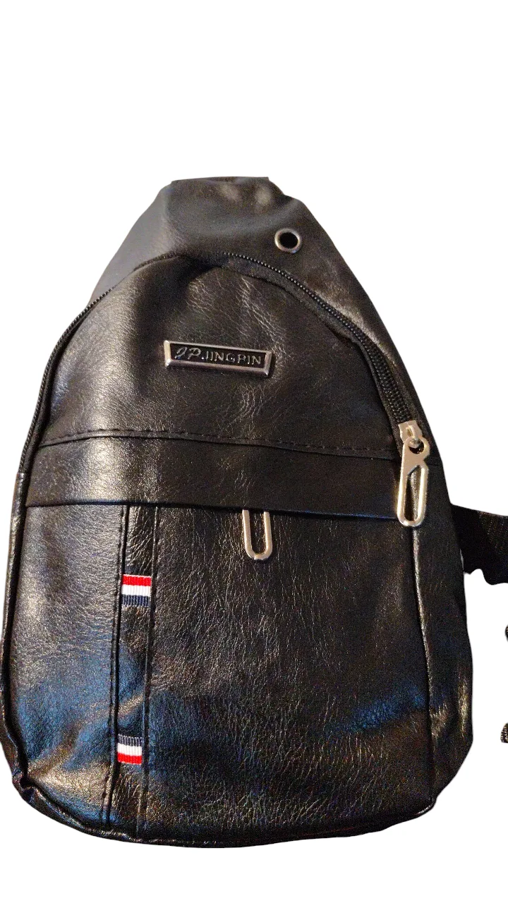 JP.JINGPIN Black Leather Sling Bag thumbnail