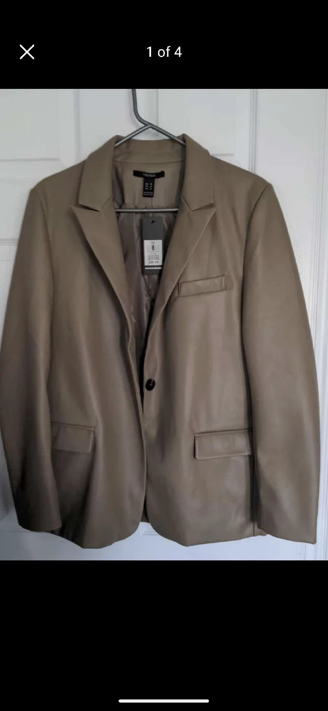 Brand New Faux Leather Blazer - Size M thumbnail
