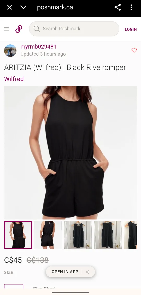 Aritzia Wilfred Black Rive Romper - Size S image indicator(2)