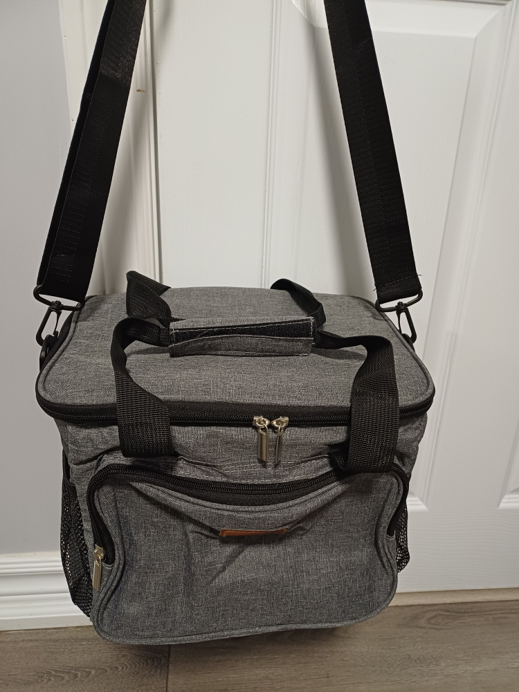 Grey Insulated Lunch Bag with Shoulder Strap