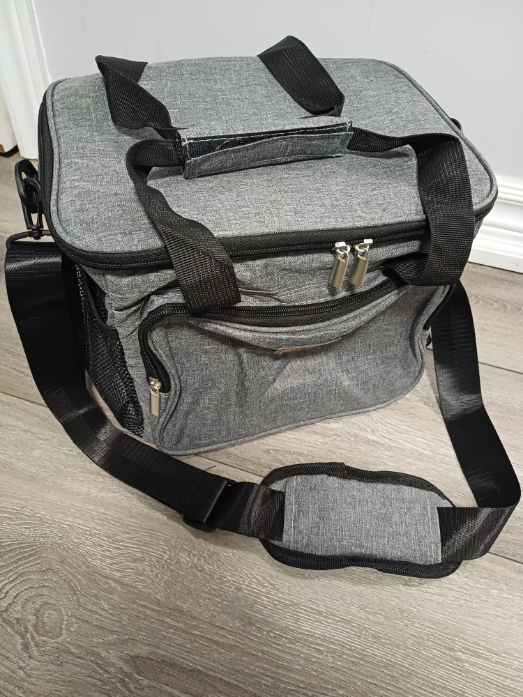 Grey Insulated Lunch Bag with Shoulder Strap - photo 5