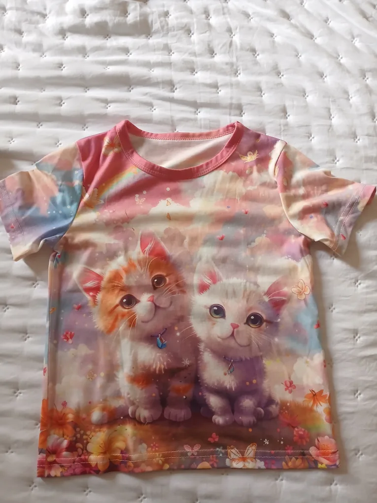 Kids Cute Kitten Print T-Shirt thumbnail