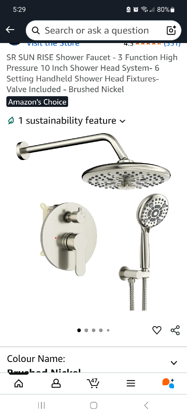 SR SUN RISE 10 Inch Shower Head - Brushed Nickel