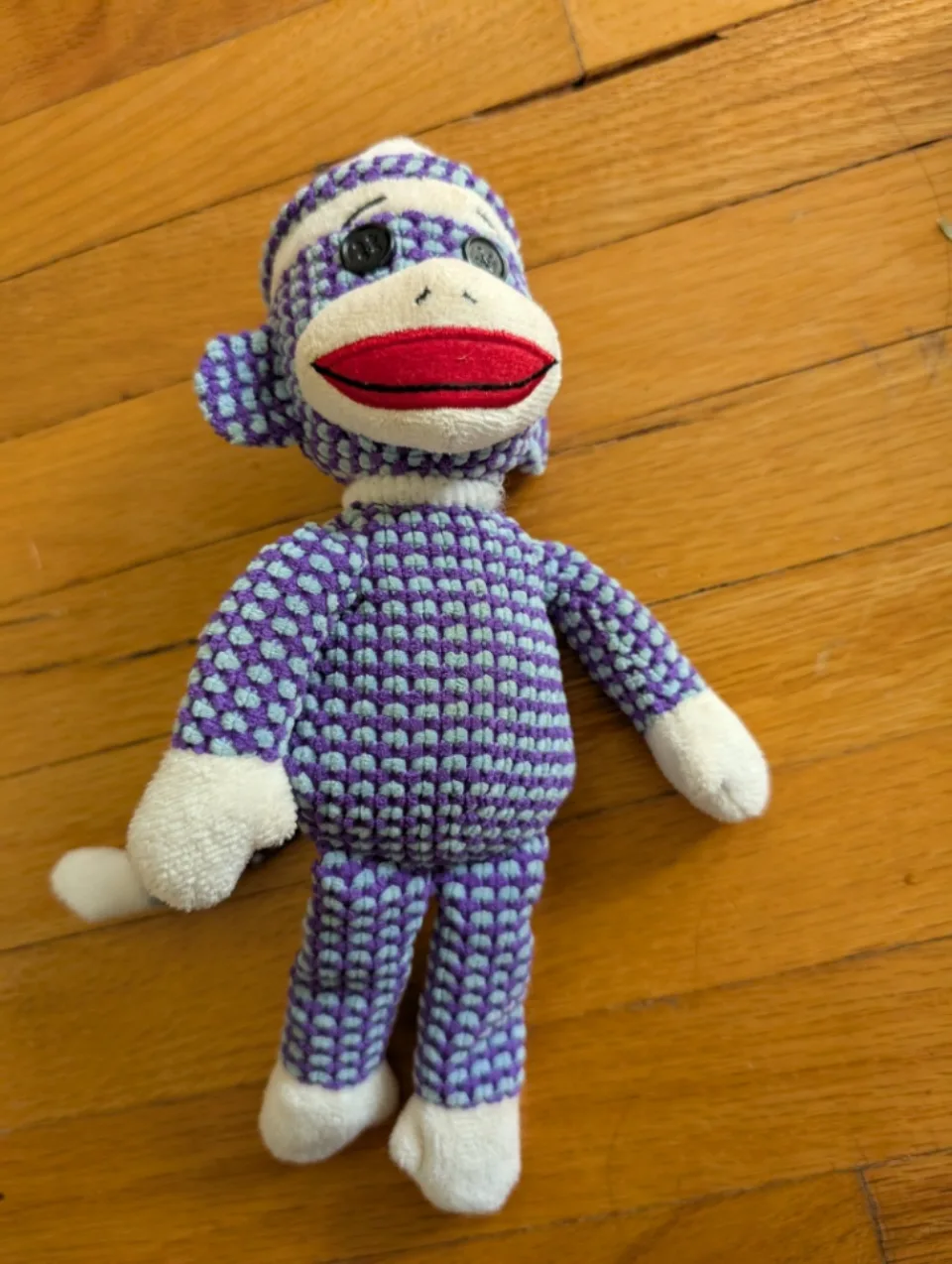 Sock Monkey Plush Toy, Purple & Blue thumbnail