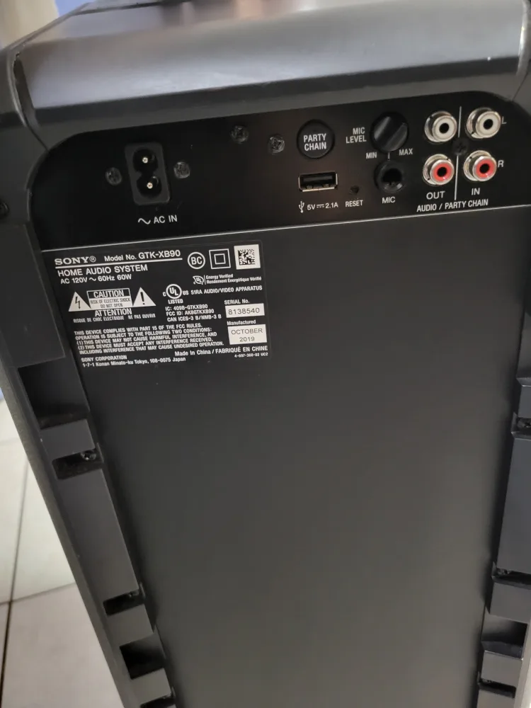 Sony GTK-XB90 Home Audio System image indicator(5)