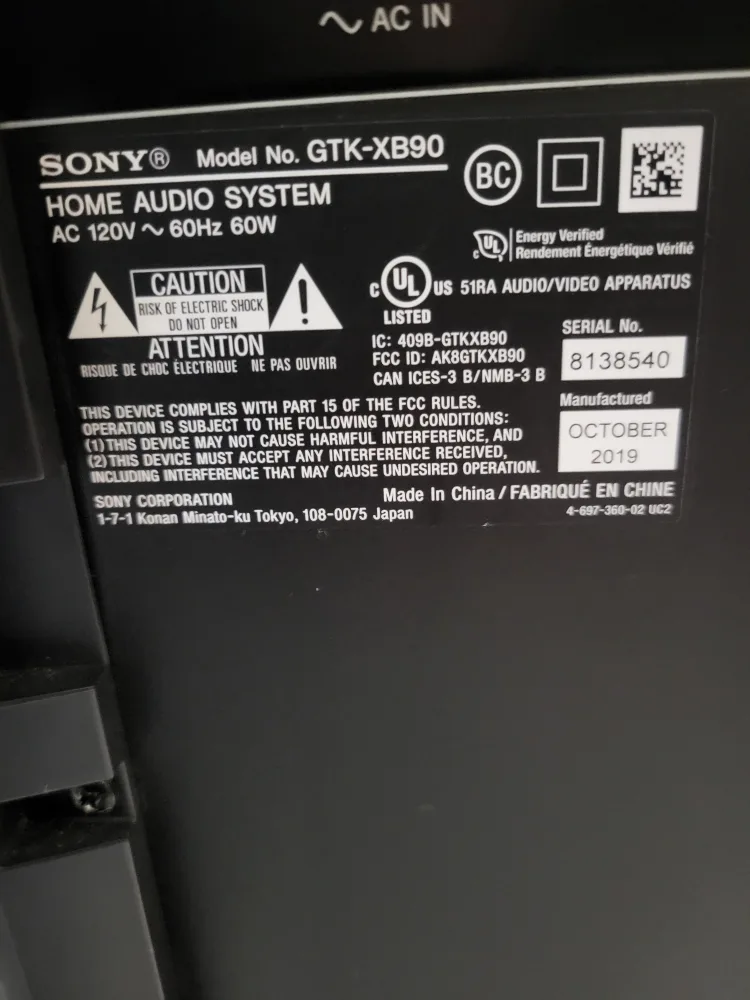 Sony GTK-XB90 Home Audio System image indicator(6)