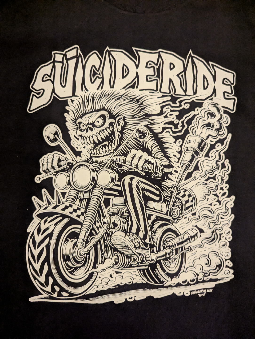 🔥 NEW MENS LARGE Suicideride Psycho Biker  T-Shirt – Wild Rat - photo 2