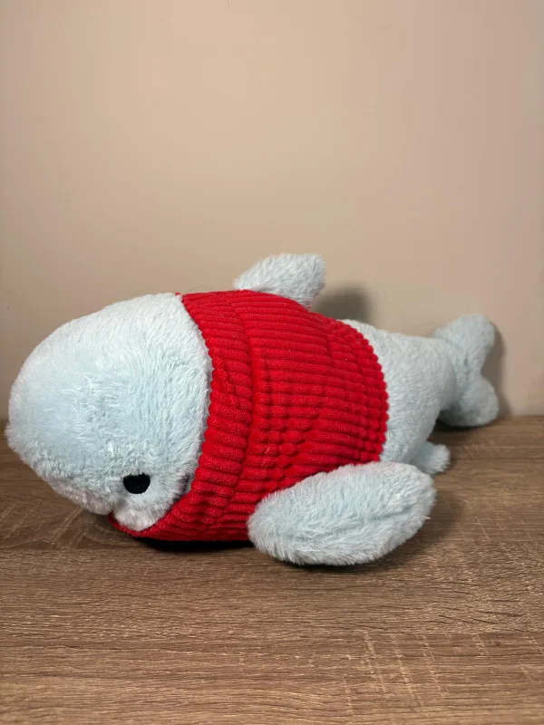 Blue Plush Narwhal with Red Sweater