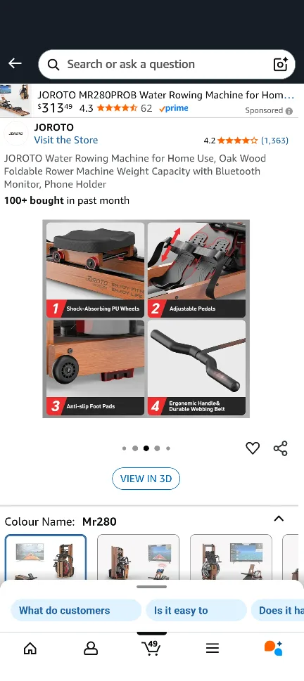 JOROTO MR280PROB Water Rowing Machine image indicator(7)