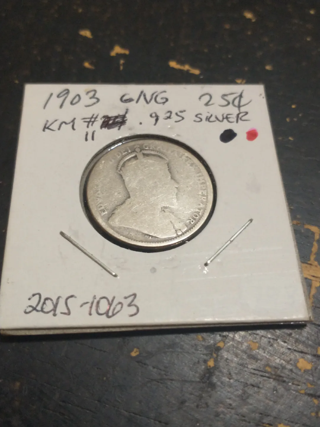 SOLD 1903 Canada Edward VII 25 cents .925 silver quarter, F/G image indicator(4)