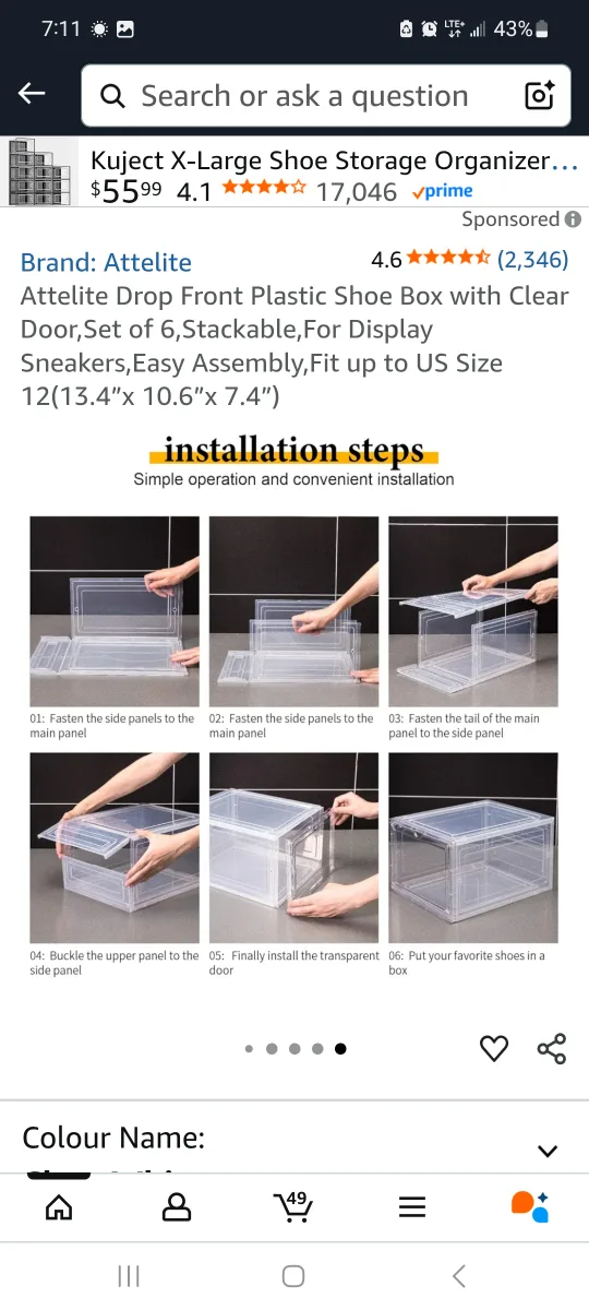 Attelite Clear Plastic Shoe Box - Set of 6 image indicator(3)