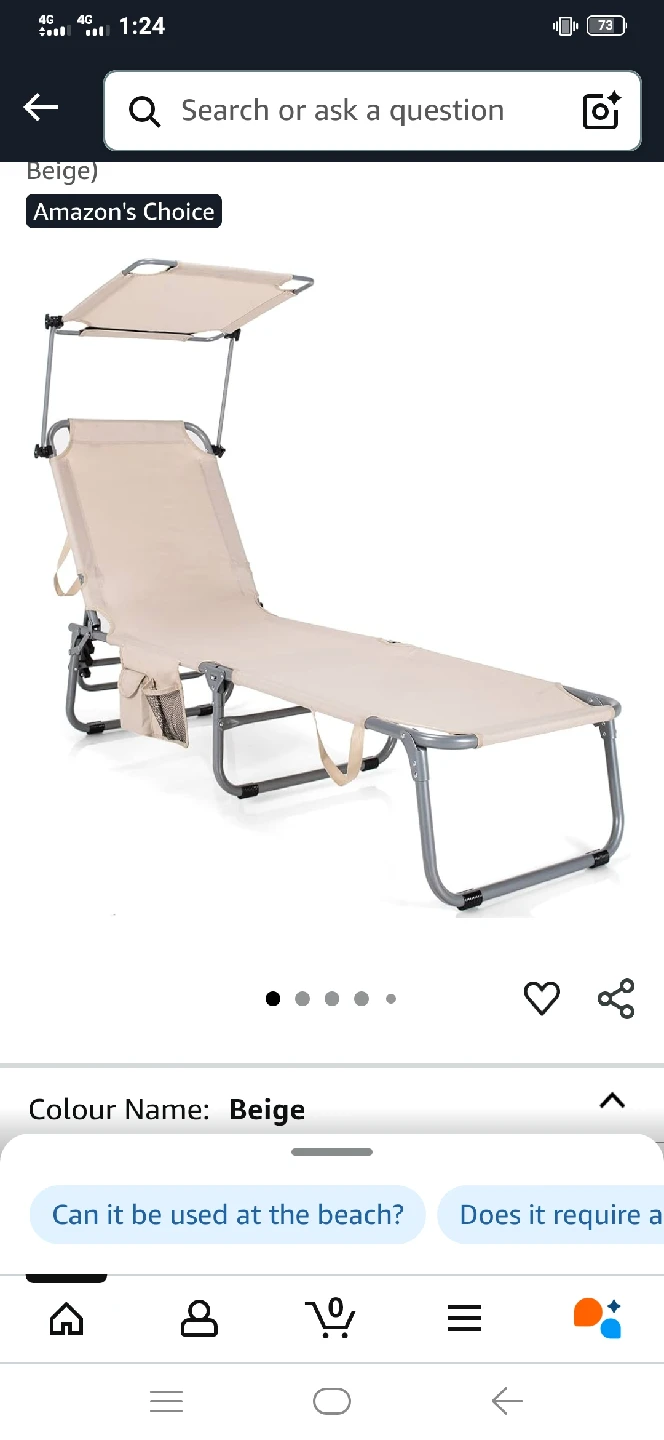 Outdoor Folding Chaise Lounge - Beige