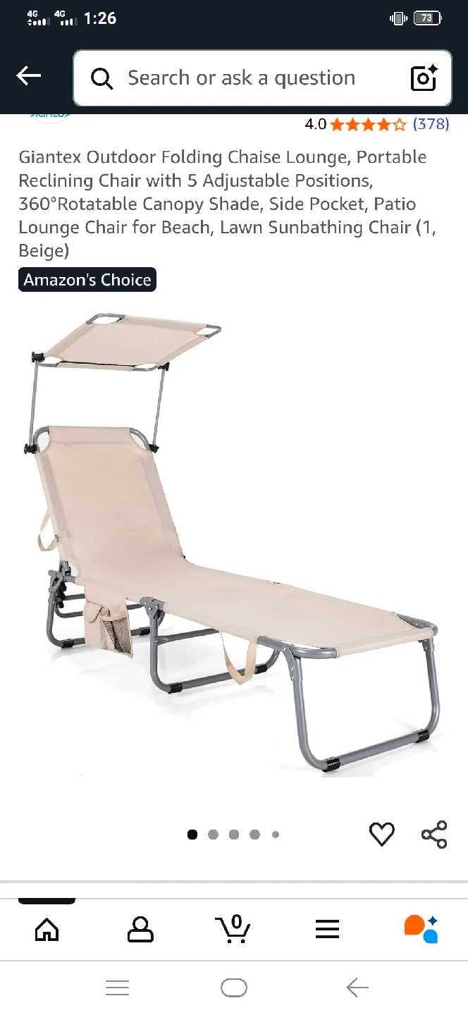 Outdoor Folding Chaise Lounge - Beige - photo 2