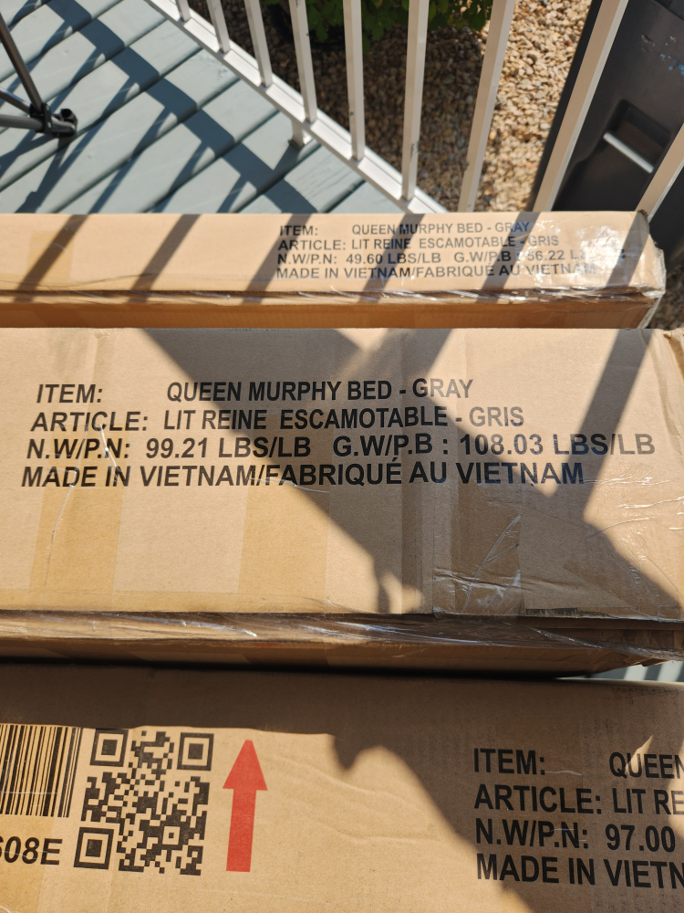 Queen Murphy Bed - Gray (New in Box) - photo 2