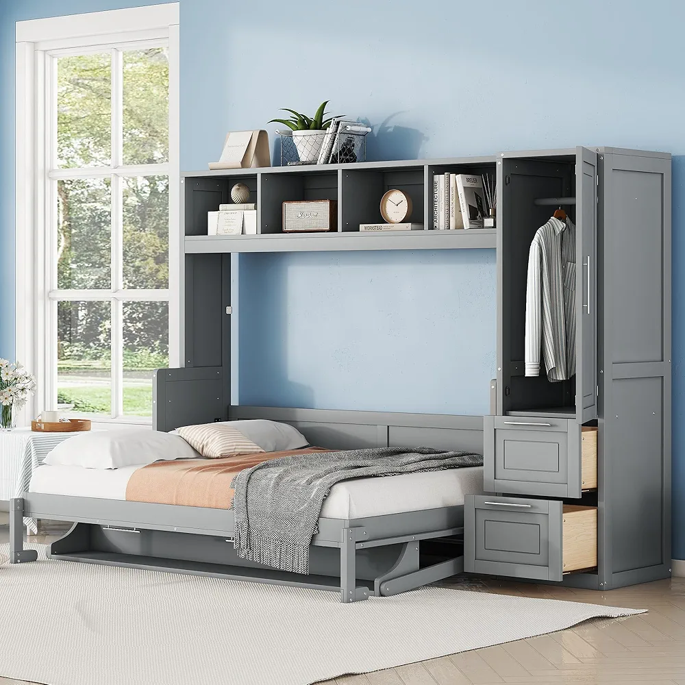 Queen Murphy Bed - Gray (New in Box) - photo 4