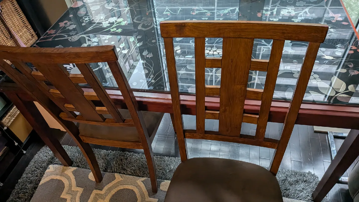 Dining table with glass top and 2 chairs image indicator(2)