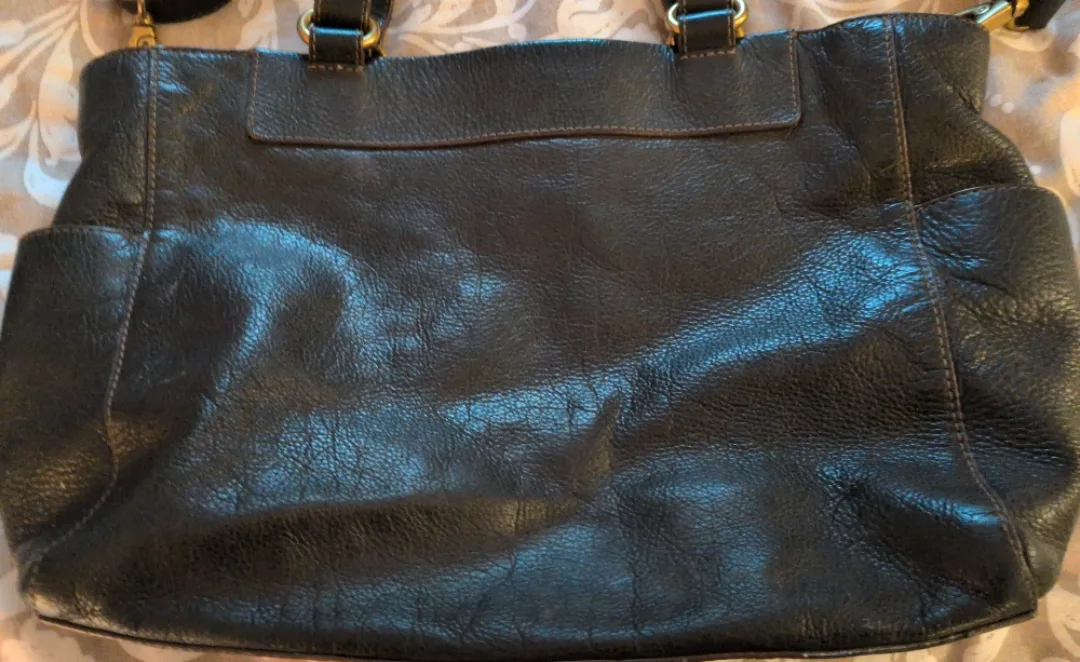 Fossil Black Leather Tote Bag image indicator(3)