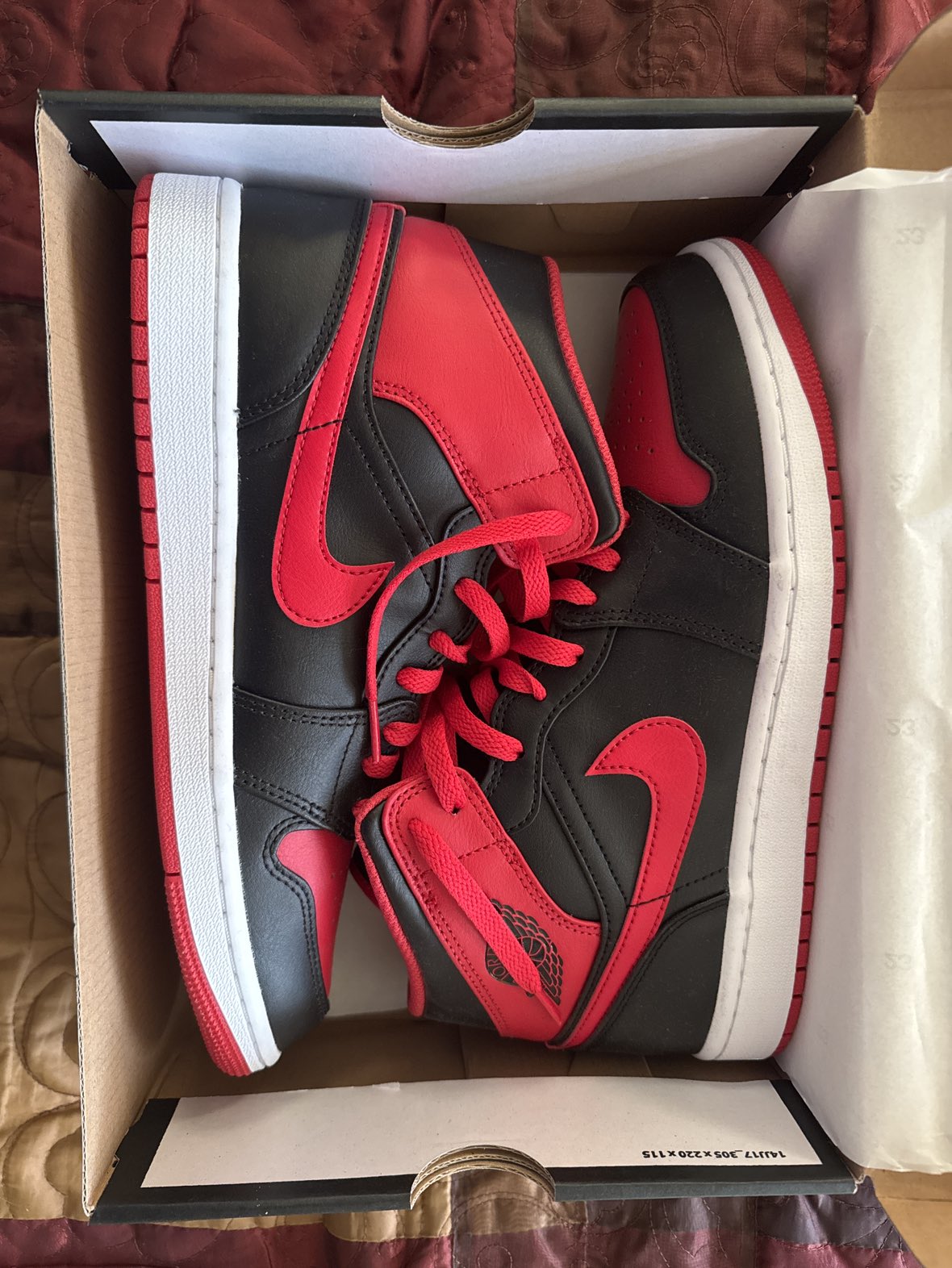 Air Jordan  1 Mid - Black Fire Red White