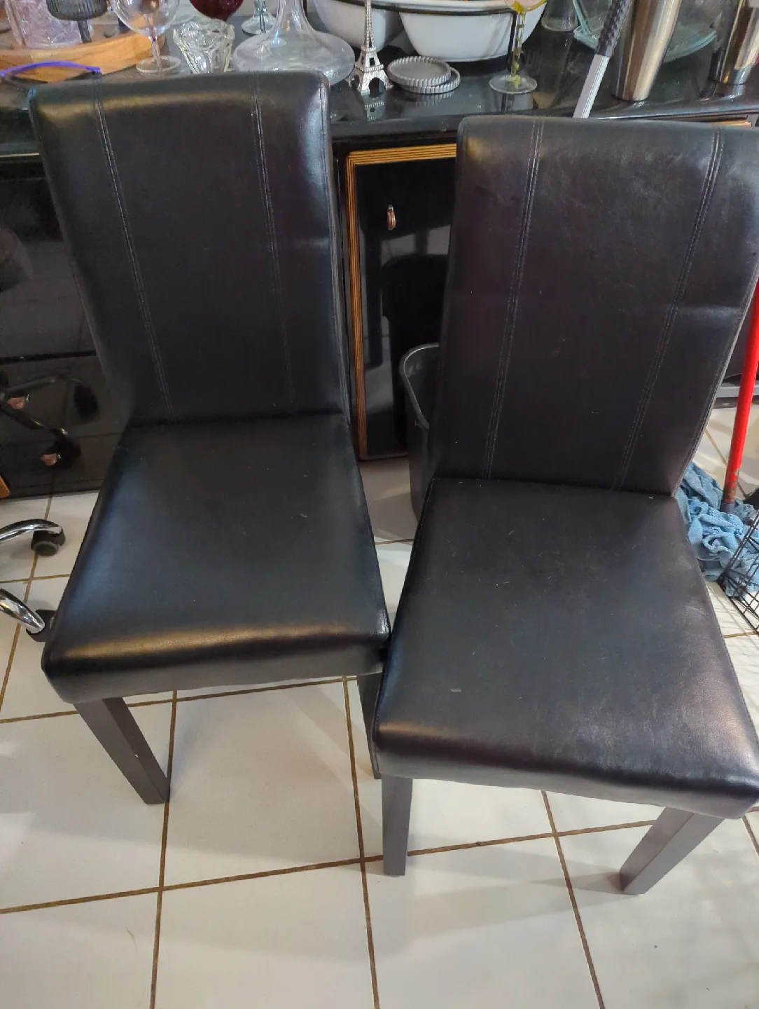 Black Leather Dining Chairs - Set of 2 thumbnail