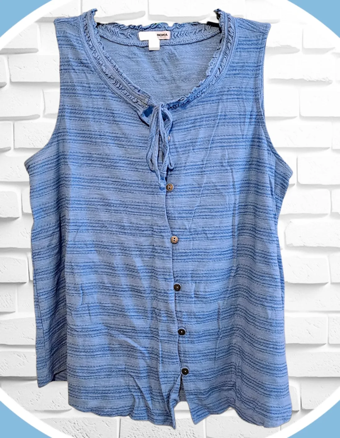 🥕 Sz Lrg Sleeveless Embroidery  Button Up Top image indicator(3)