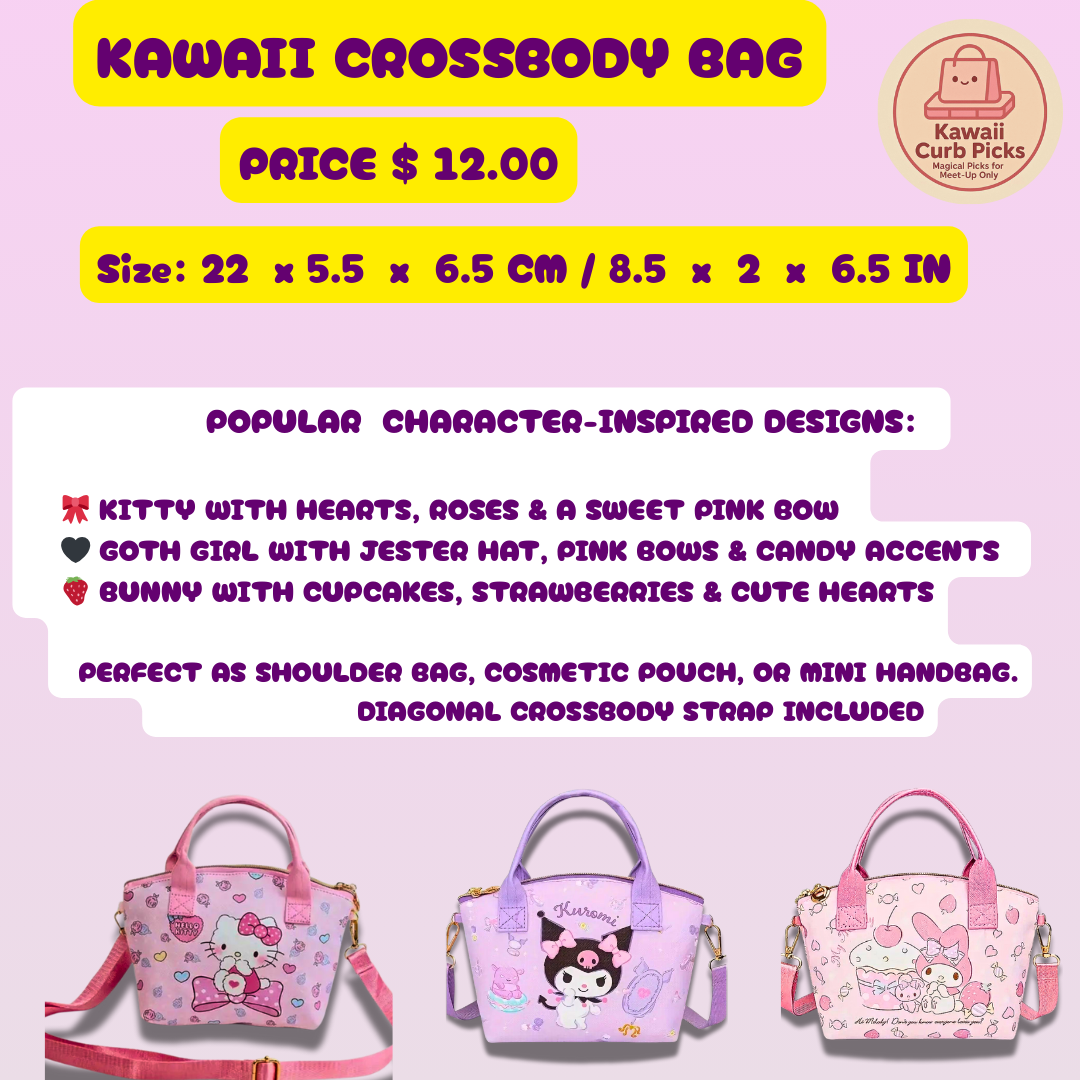 Kawaii Crossbody Bag - Hello Kitty, Kuromi, Bunny Designs