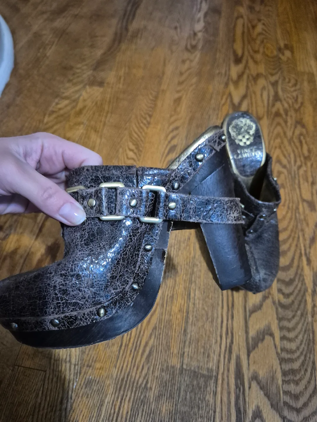 Vince Camuto Brown Leather Clogs - Size 7.5 image indicator(2)