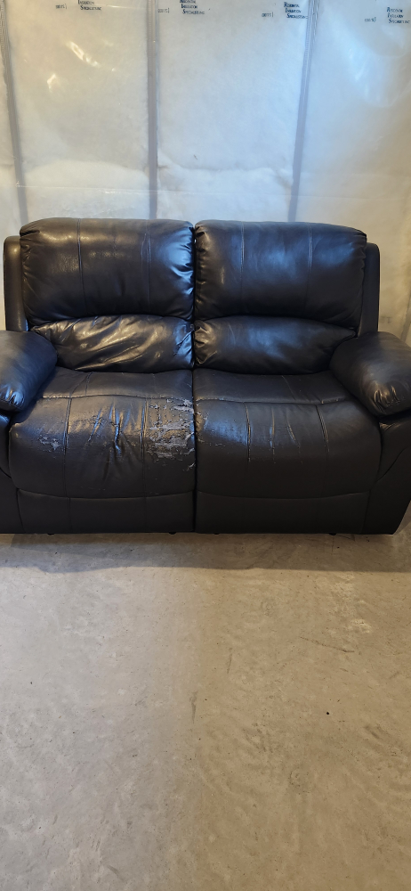 Black Leather Loveseat with Cover (2set)