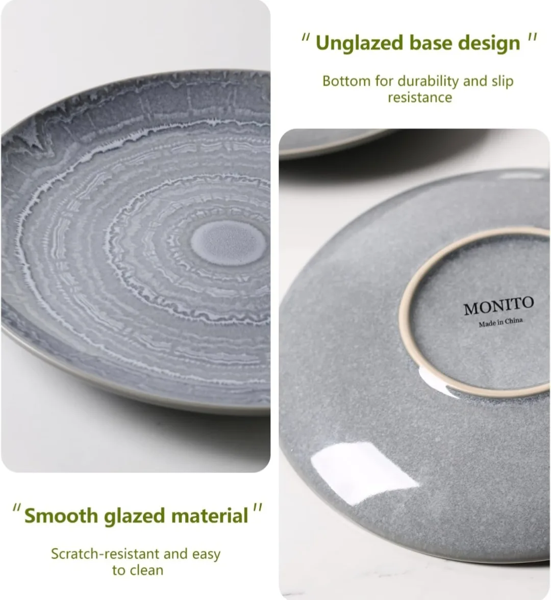 MONITO Ceramic Set of 6,10.5" Glaze Porcelain Dinnerware Set image indicator(2)