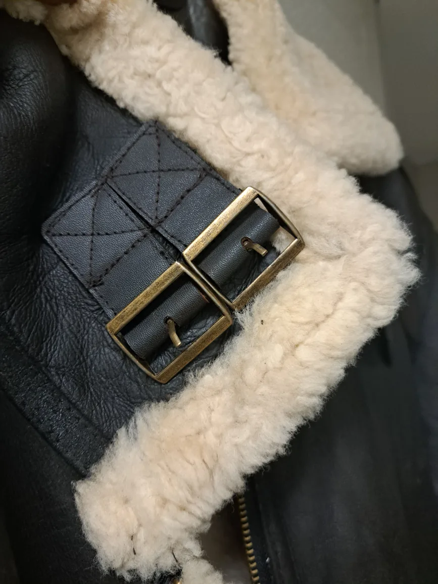 Shearling Leather Bomber Jacket image indicator(4)