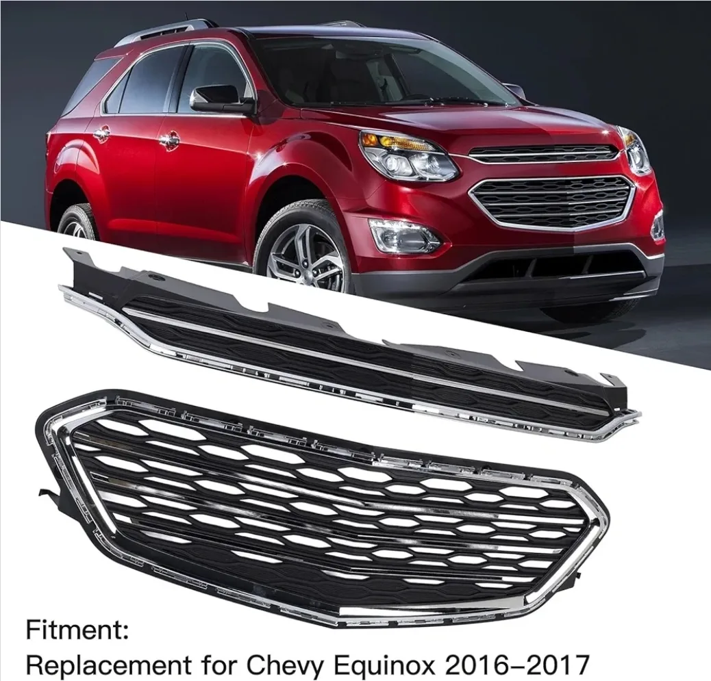 Front Bumper Grille Set for Chevy Equinox 2016–2017 Upper&Lower image indicator(5)