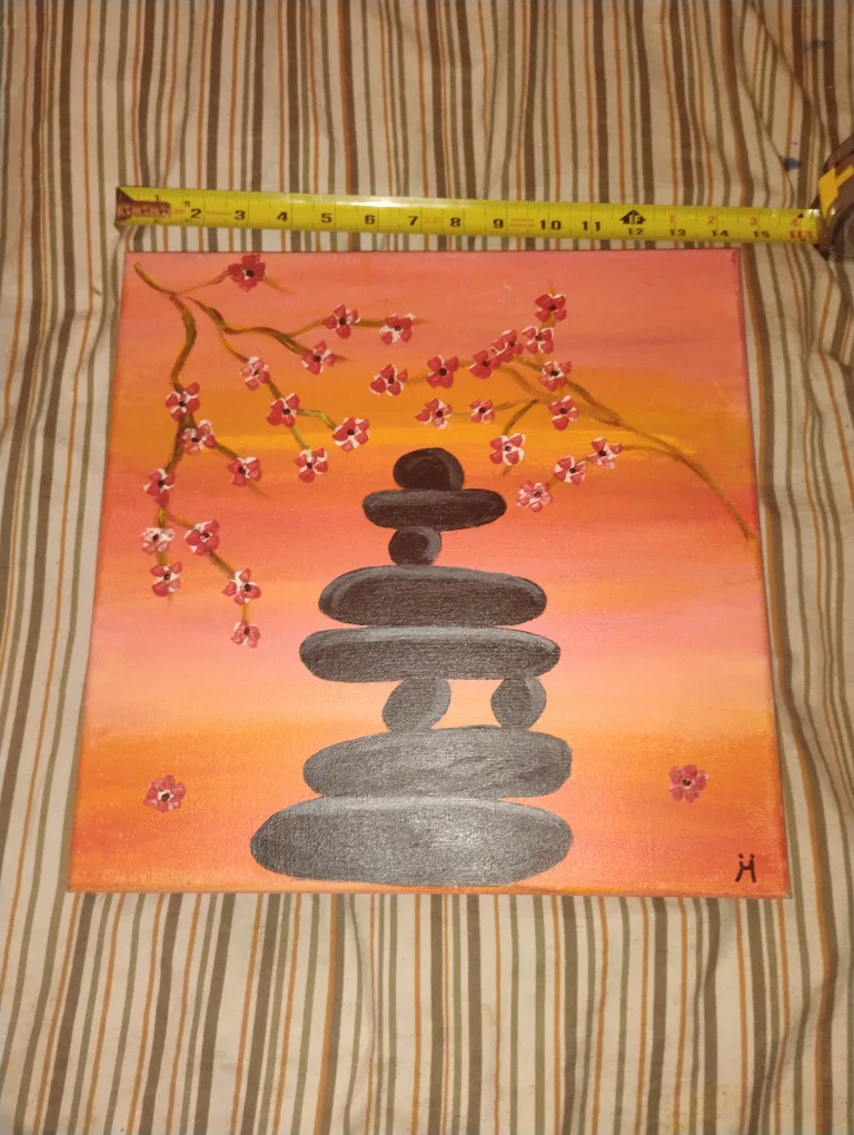 Original Painting - Stacked Stones & Blossoms thumbnail