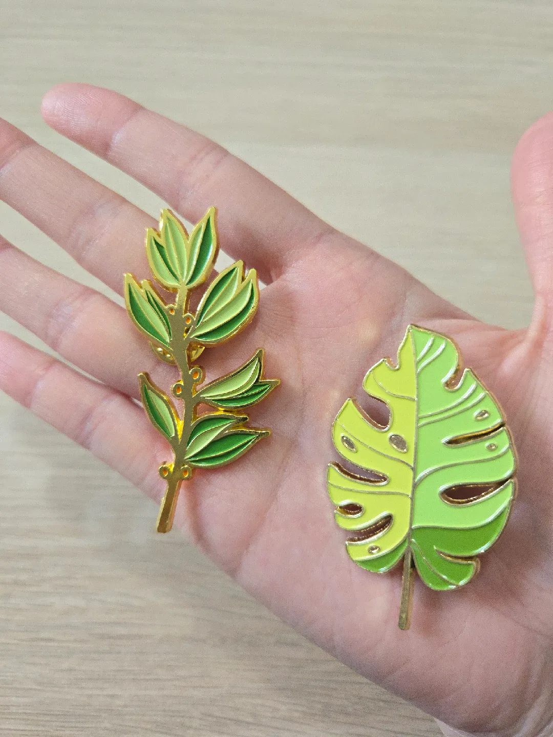 Premium Leaf Enamel Pins, Bay leaf, Monstera thumbnail