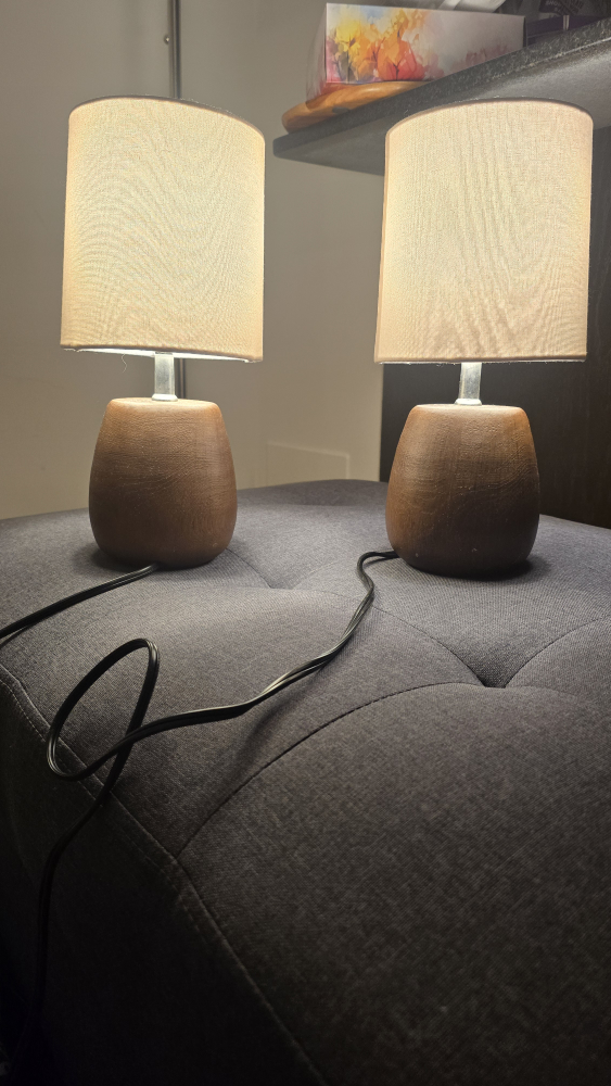 Pair of Small Wooden Table Lamps