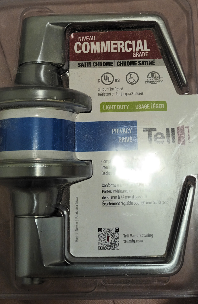 Tell Satin Chrome Privacy Door Handle - New