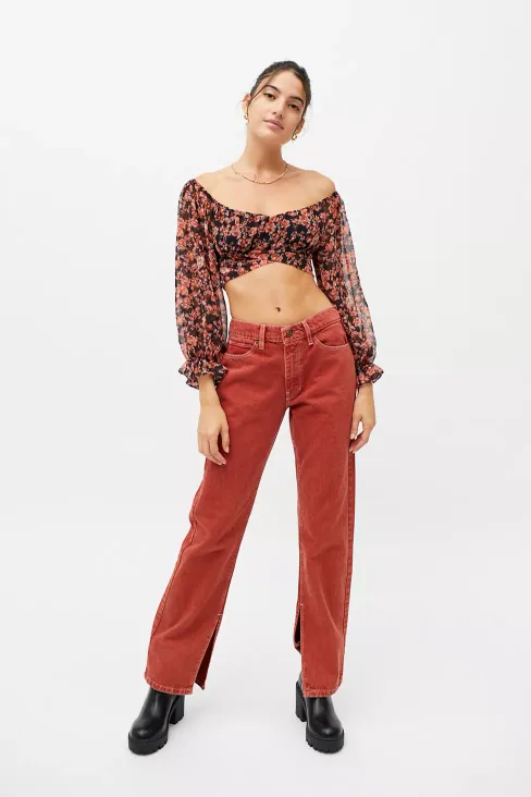 Urban Outfitters Orange Slit Jeans thumbnail