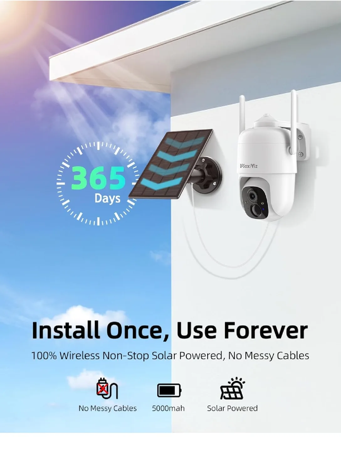 Maxiviz 2K Outdoor Security Camera - Solar Powered thumbnail