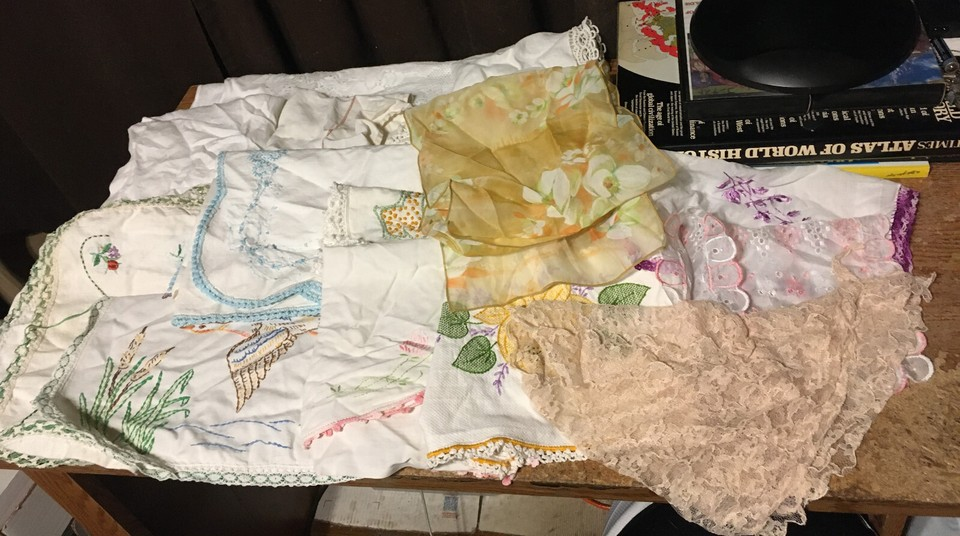 lot of 21 Vintage Embroidered Table Linens dresser scarves