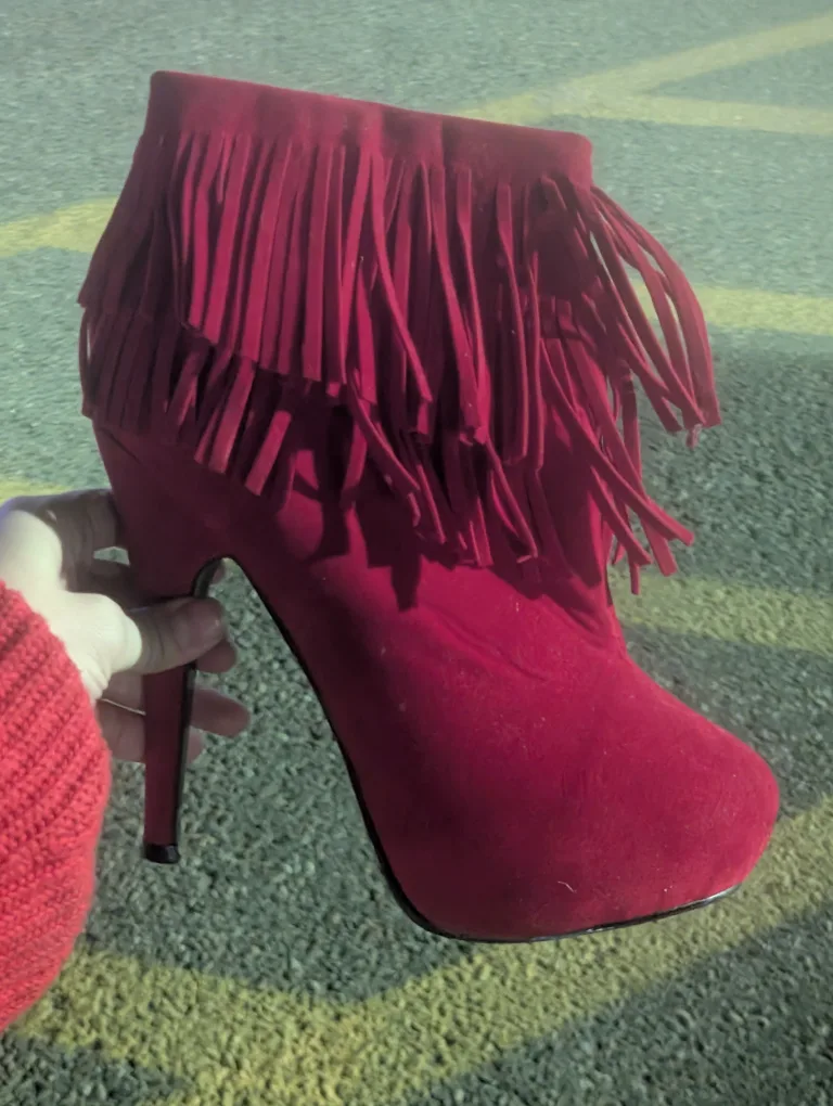 Delicacy Red Fringe Heel Booties - Size 8.5 thumbnail