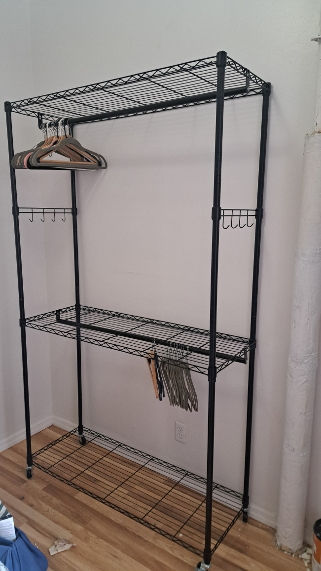 Black Metal Wire Shelving Unit with Wheels